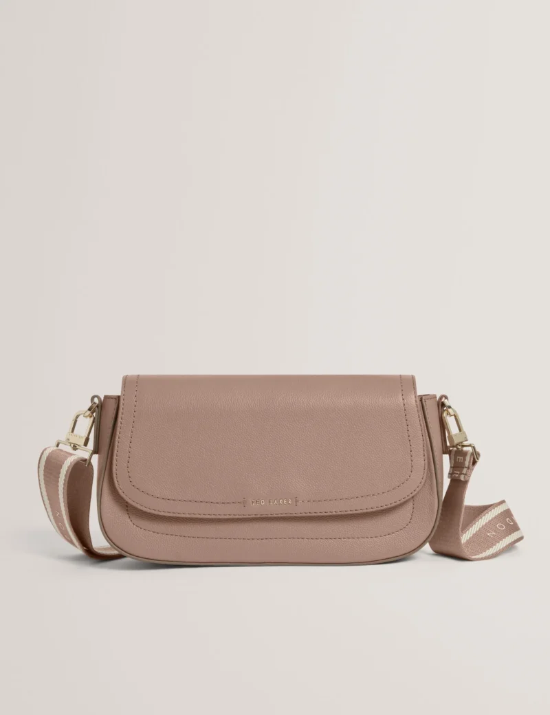 LOUIIZE Webbing Leather Flapover Crossbody Bag