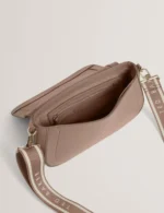 LOUIIZE Webbing Leather Flapover Crossbody Bag