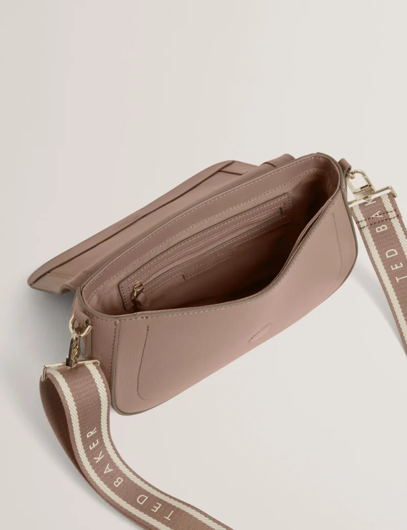 LOUIIZE Webbing Leather Flapover Crossbody Bag