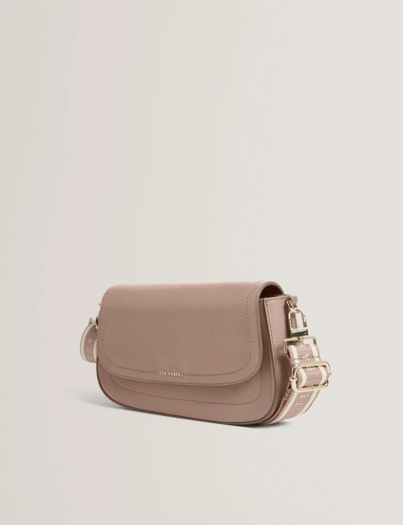 LOUIIZE Webbing Leather Flapover Crossbody Bag