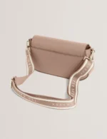 LOUIIZE Webbing Leather Flapover Crossbody Bag