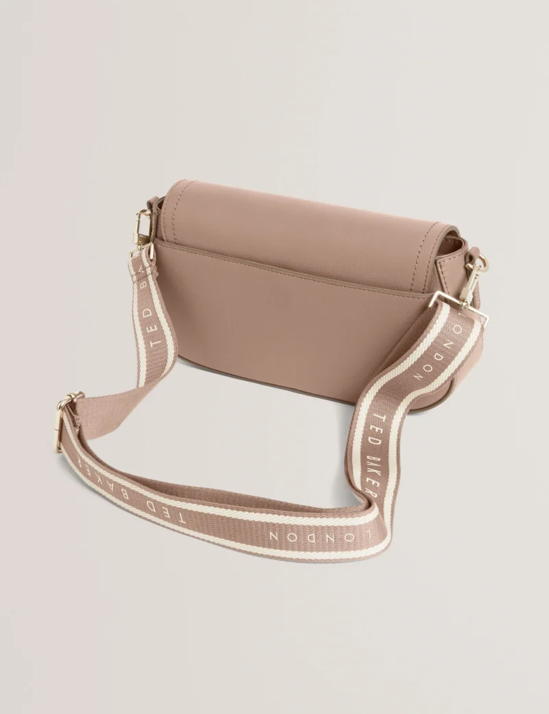 LOUIIZE Webbing Leather Flapover Crossbody Bag
