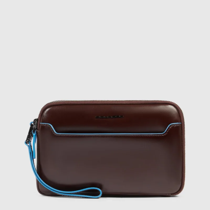 Leather Clutch with Double Zip and RFID