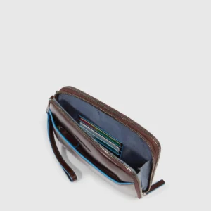 Leather Clutch with Double Zip and RFID