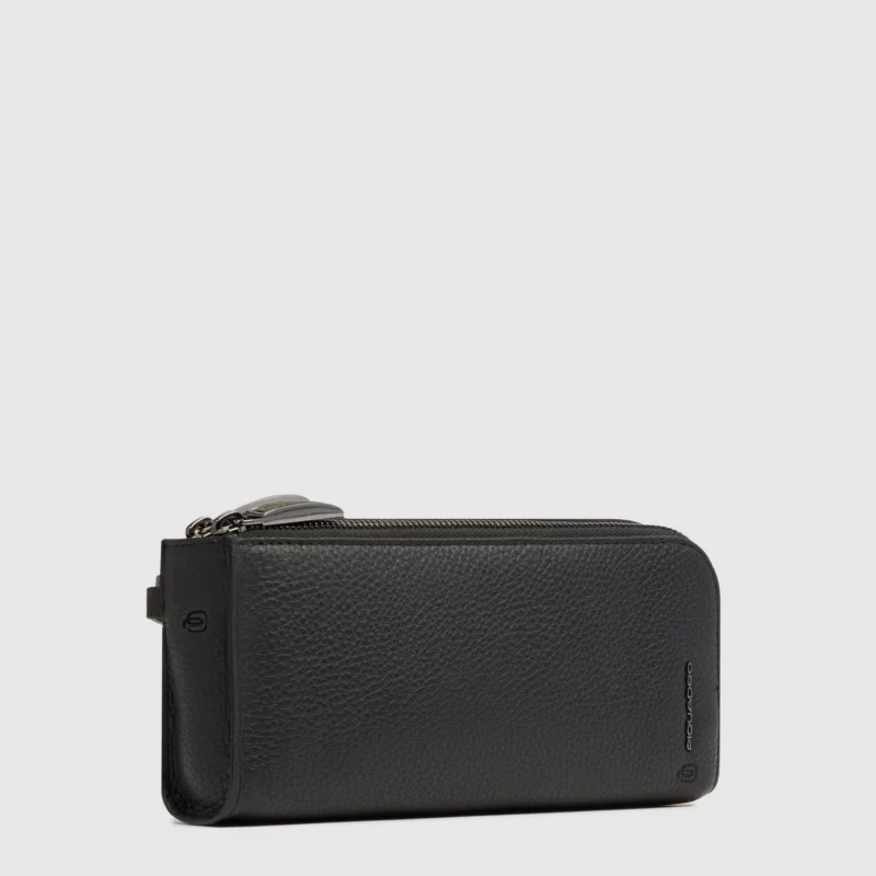 Leather men's pouch with glasses compartment