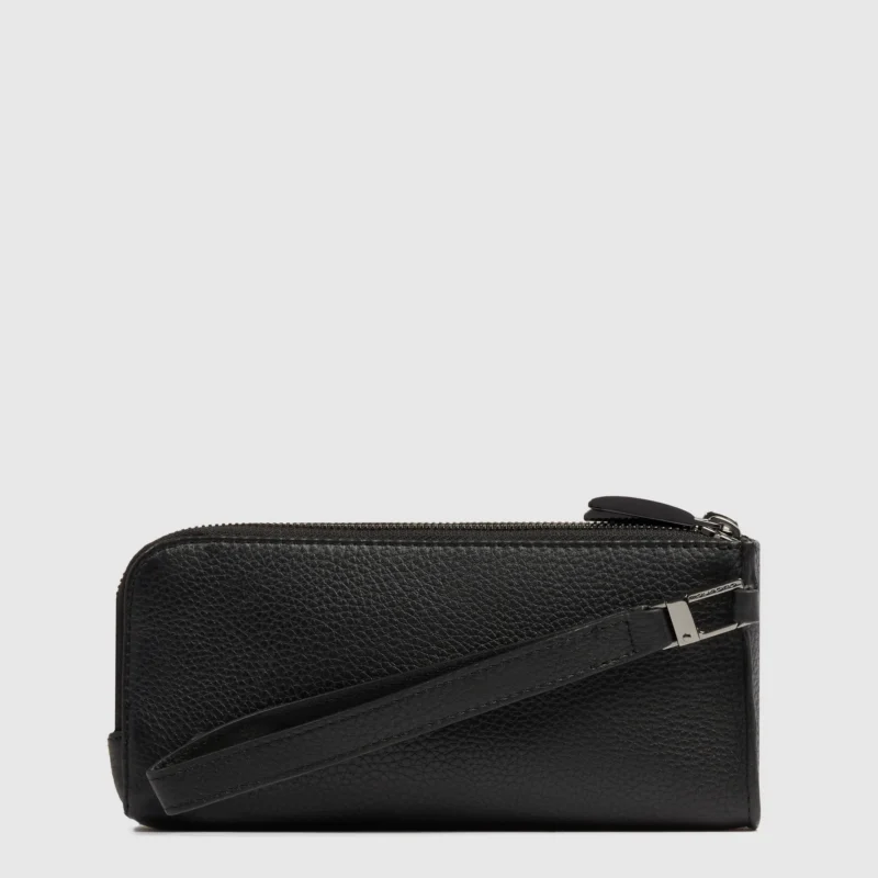 Leather men's pouch with glasses compartment