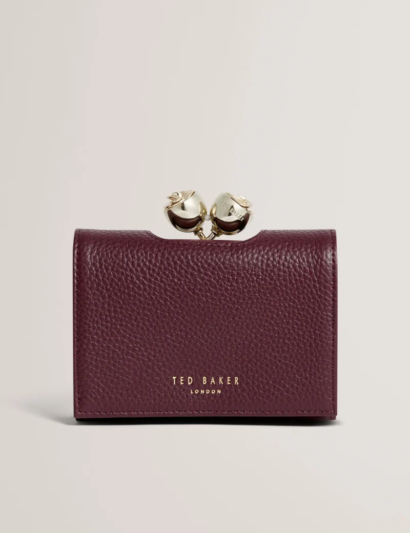 ROOSA Rose Clasp Small Trifold Leather Purse