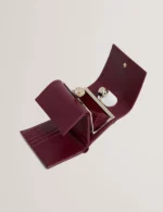 ROOSA Rose Clasp Small Trifold Leather Purse