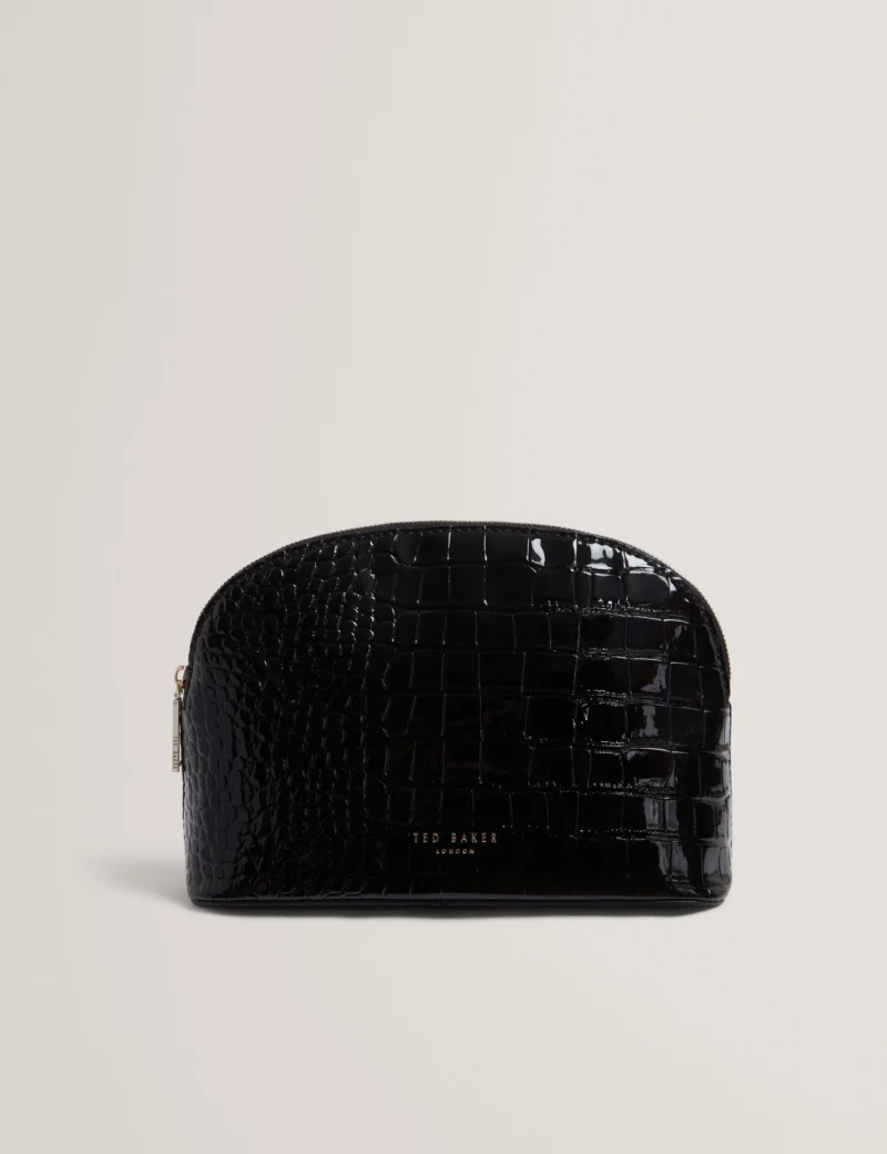 VALMMA Patent Croc Texture Makeup Bag