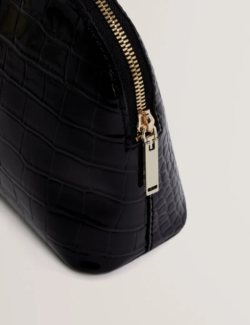 VALMMA Patent Croc Texture Makeup Bag