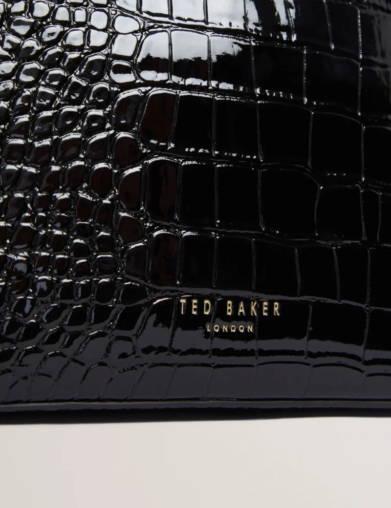 VALMMA Patent Croc Texture Makeup Bag