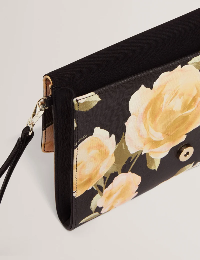 RAYMI Envelope Clutch Bag Yellow Rose Print