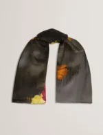 NEEAH Floral Printed Silk Long Scarf