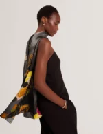 NEEAH Floral Printed Silk Long Scarf