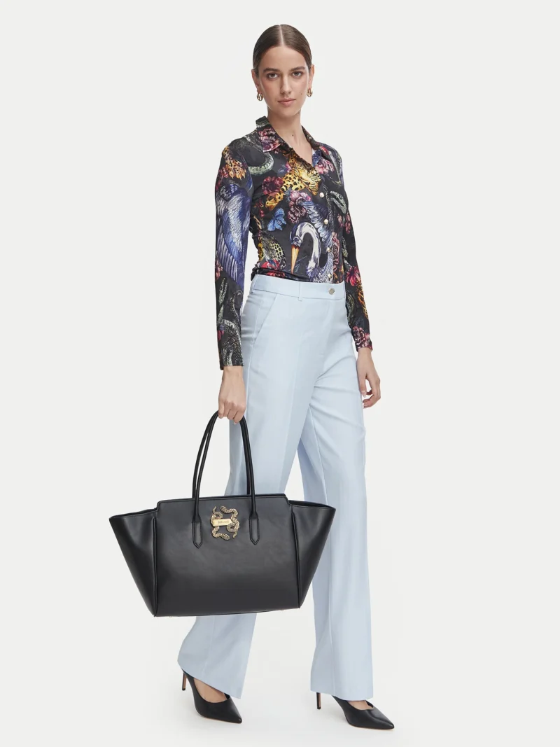 Large structured Shopper with Gold Snake Detail & Long Handles