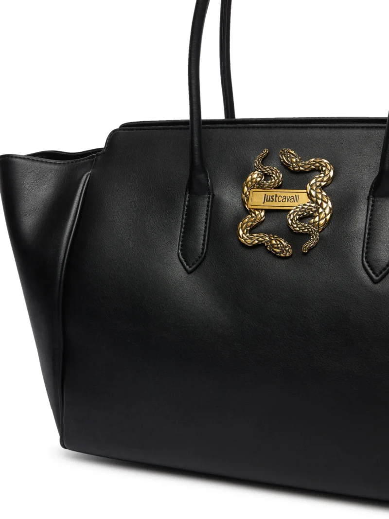 Large structured Shopper with Gold Snake Detail & Long Handles