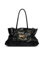 Slouchy Shoulder Tote Bag with gold Snake & belted detail