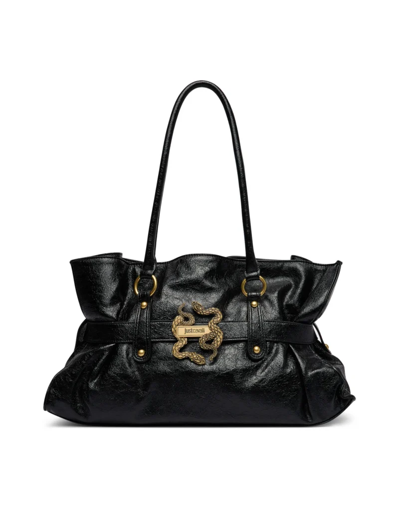 Slouchy Shoulder Tote Bag with gold Snake & belted detail