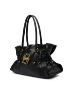 Slouchy Shoulder Tote Bag with gold Snake & belted detail