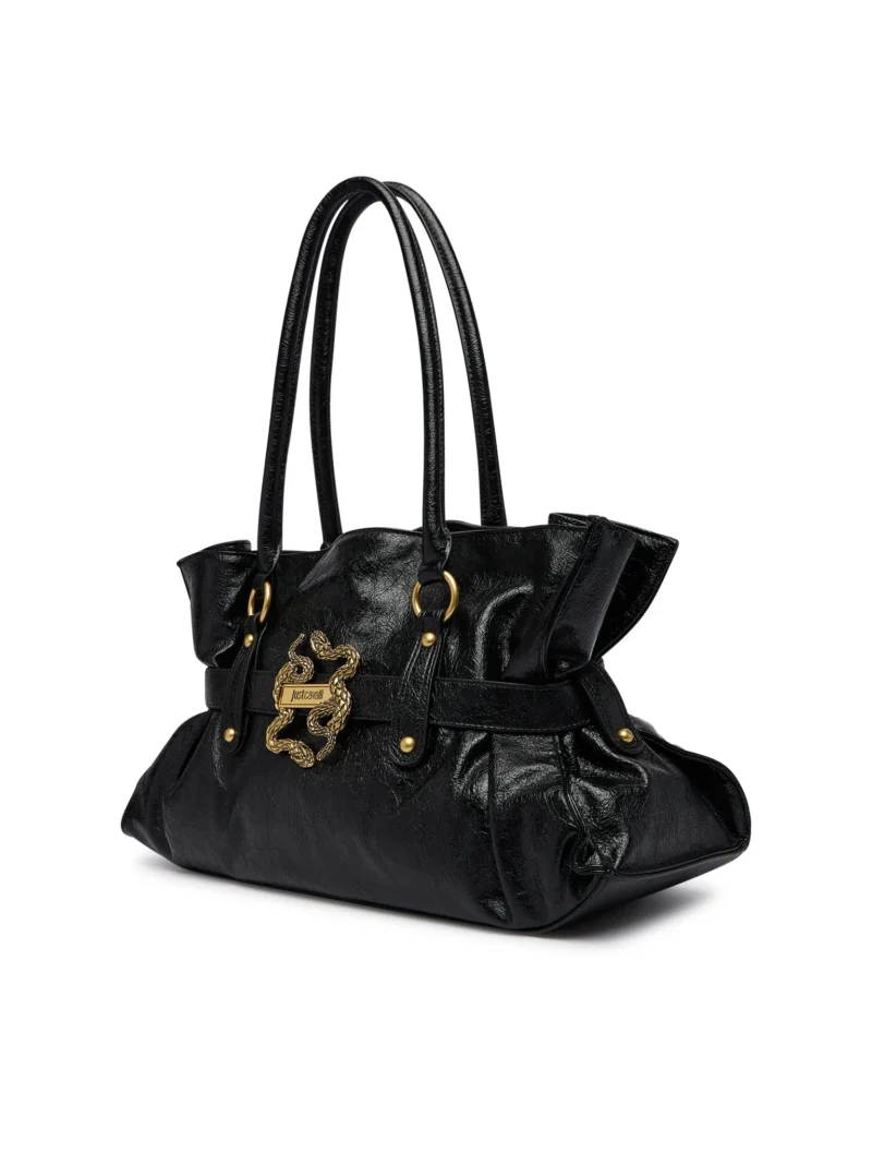 Slouchy Shoulder Tote Bag with gold Snake & belted detail