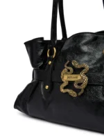 Slouchy Shoulder Tote Bag with gold Snake & belted detail