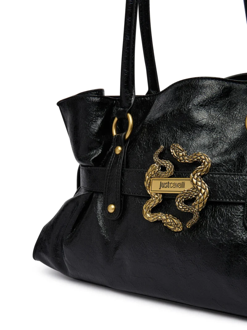 Slouchy Shoulder Tote Bag with gold Snake & belted detail