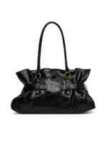 Slouchy Shoulder Tote Bag with gold Snake & belted detail