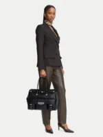 Large Satchel Tote with front pockets & silver buckles