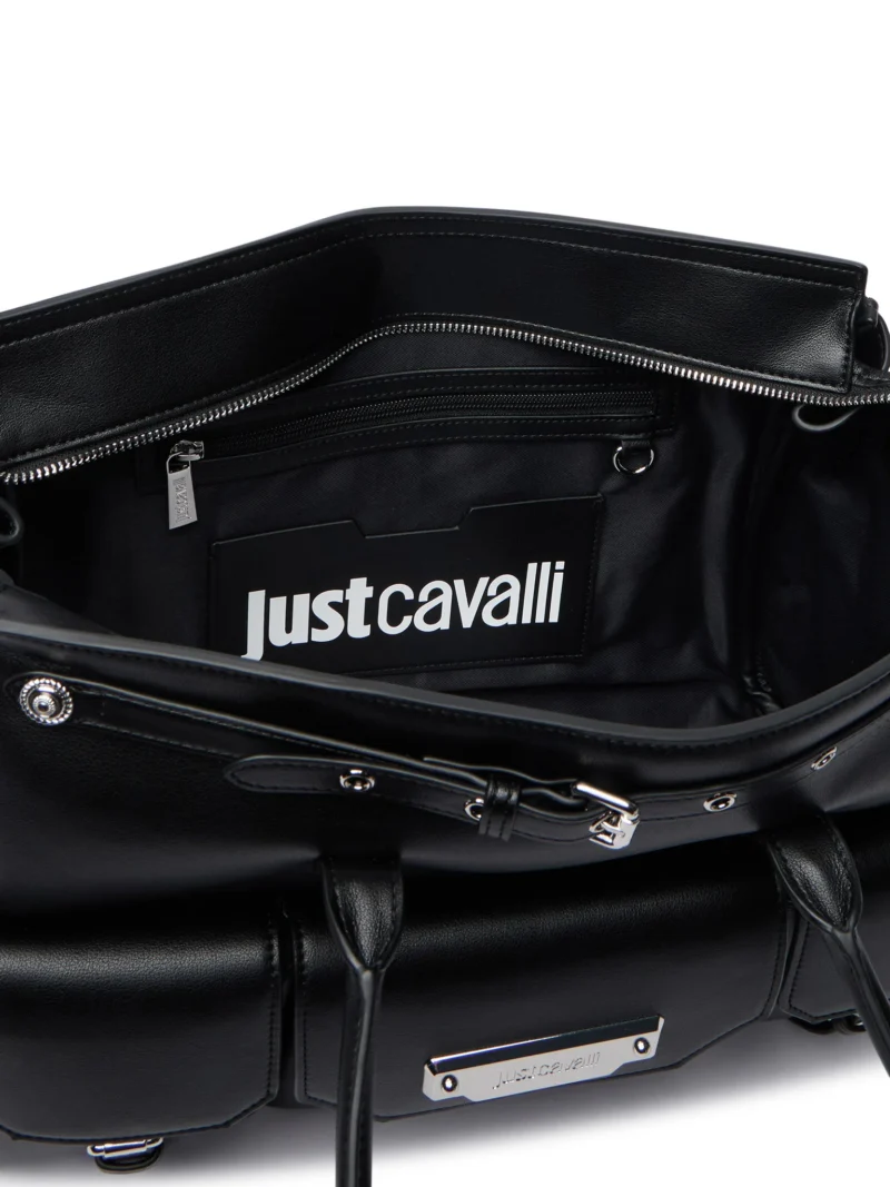 Large Satchel Tote with front pockets & silver buckles