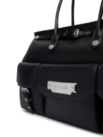 Large Satchel Tote with front pockets & silver buckles
