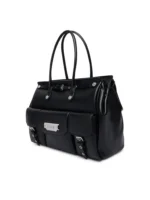 Large Satchel Tote with front pockets & silver buckles