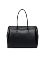 Large Satchel Tote with front pockets & silver buckles