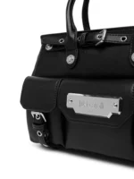 Mini Satchel Top Handle Crossbody with front pockets & silver buckles
