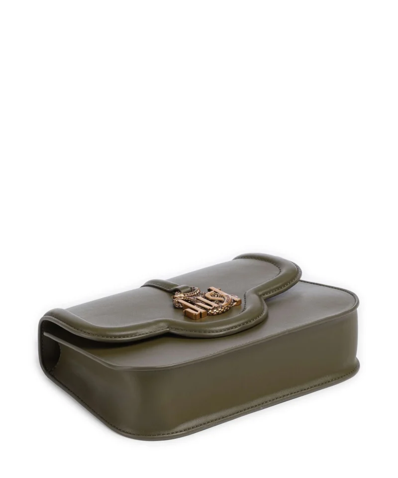 Shoulder Bag - Flap Crossbody with Gold Snake Logo & Chain Strap