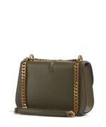 Shoulder Bag - Flap Crossbody with Gold Snake Logo & Chain Strap