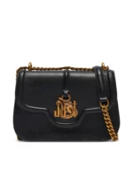Shoulder Bag - Flap Crossbody with Gold Snake Logo & Chain Strap