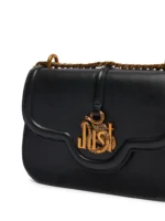 Shoulder Bag - Flap Crossbody with Gold Snake Logo & Chain Strap