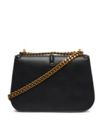 Shoulder Bag - Flap Crossbody with Gold Snake Logo & Chain Strap