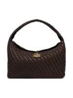 Woven Hobo Bag Large Shoulder Bag with Gold Snake Charm