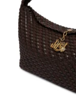 Woven Hobo Bag Large Shoulder Bag with Gold Snake Charm