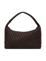 Woven Hobo Bag Large Shoulder Bag with Gold Snake Charm