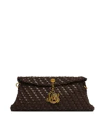 Woven Crossbody Bag - Clutch with Gold Snake Logo Charm