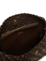 Woven Crossbody Bag - Clutch with Gold Snake Logo Charm