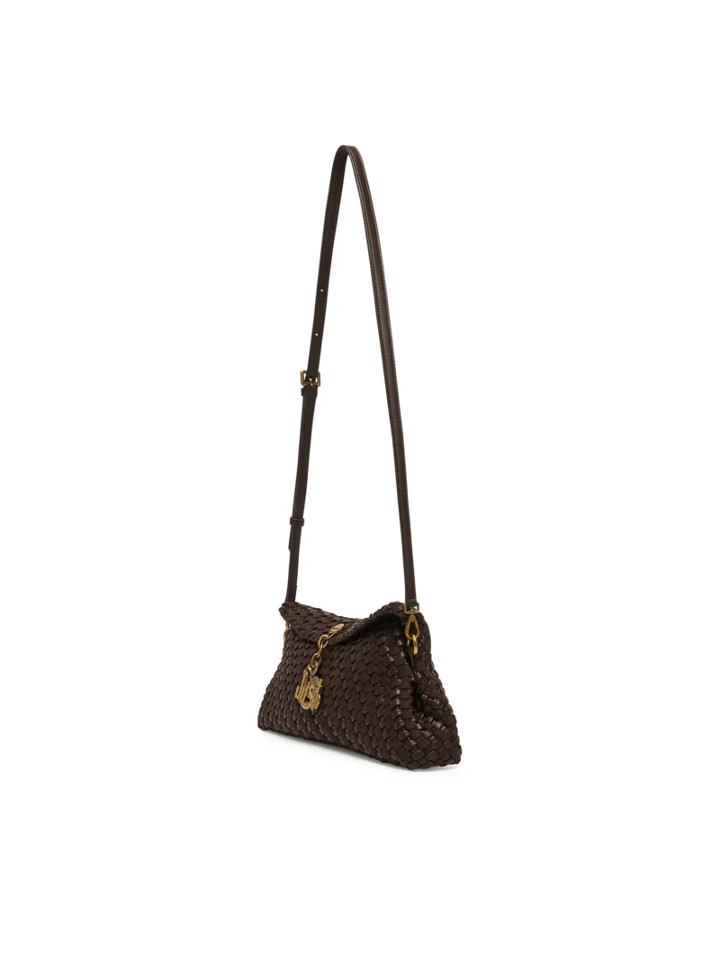 Woven Crossbody Bag - Clutch with Gold Snake Logo Charm