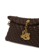Woven Crossbody Bag - Clutch with Gold Snake Logo Charm