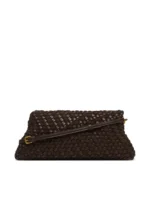 Woven Crossbody Bag - Clutch with Gold Snake Logo Charm