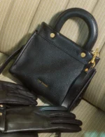 RONIAA Grab Handle Small Leather Tote Bag