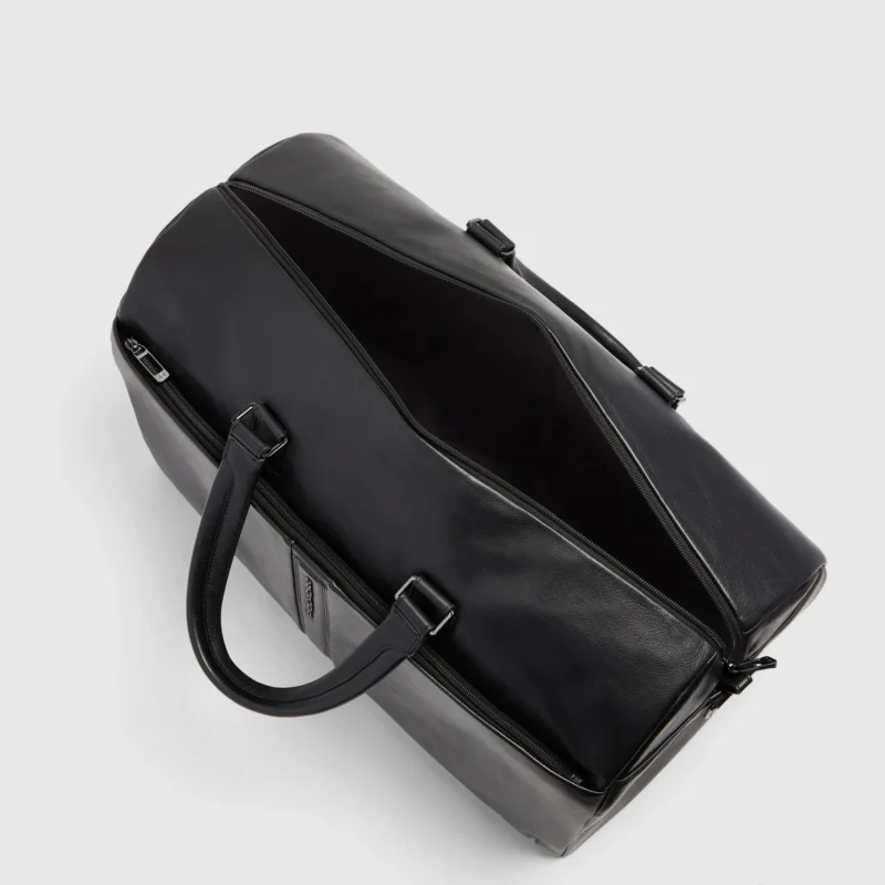 Leather Duffel Bag with Trolley Strap