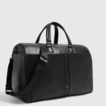 Leather Duffel Bag with Trolley Strap