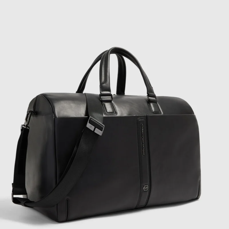 Leather Duffel Bag with Trolley Strap